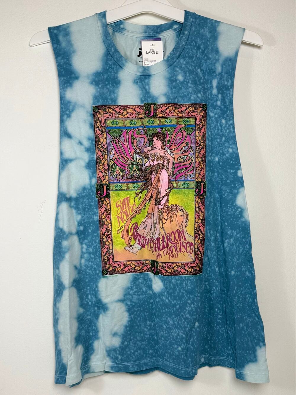 Janis Joplin Blue Tie-Dye Avalon Ballroom-San Francisco 1967 Large NWT Tank Top